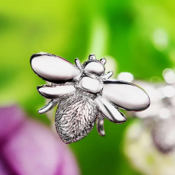 Artisan Made Textured Dainty Bee Earrings - Picture 6 of 12